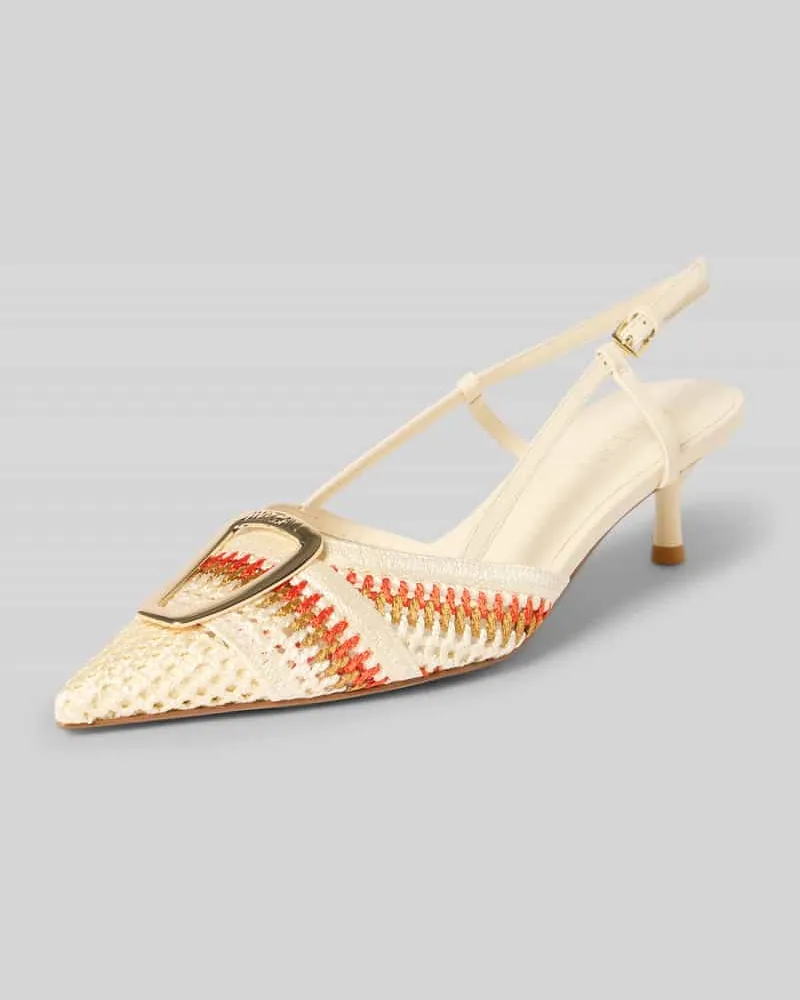 Marc Cain Pumps aus Leder mit Pfennigabsatz Ecru