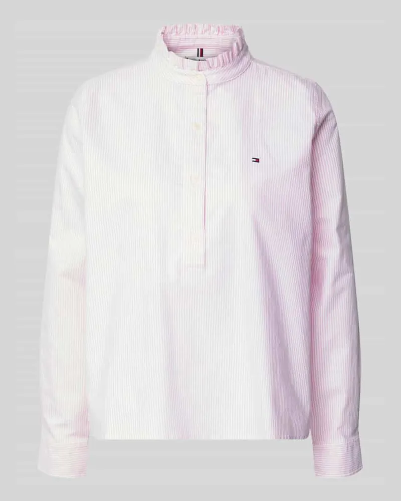 Tommy Hilfiger Comfort Fit Langarmbluse aus reiner Baumwolle Rosa