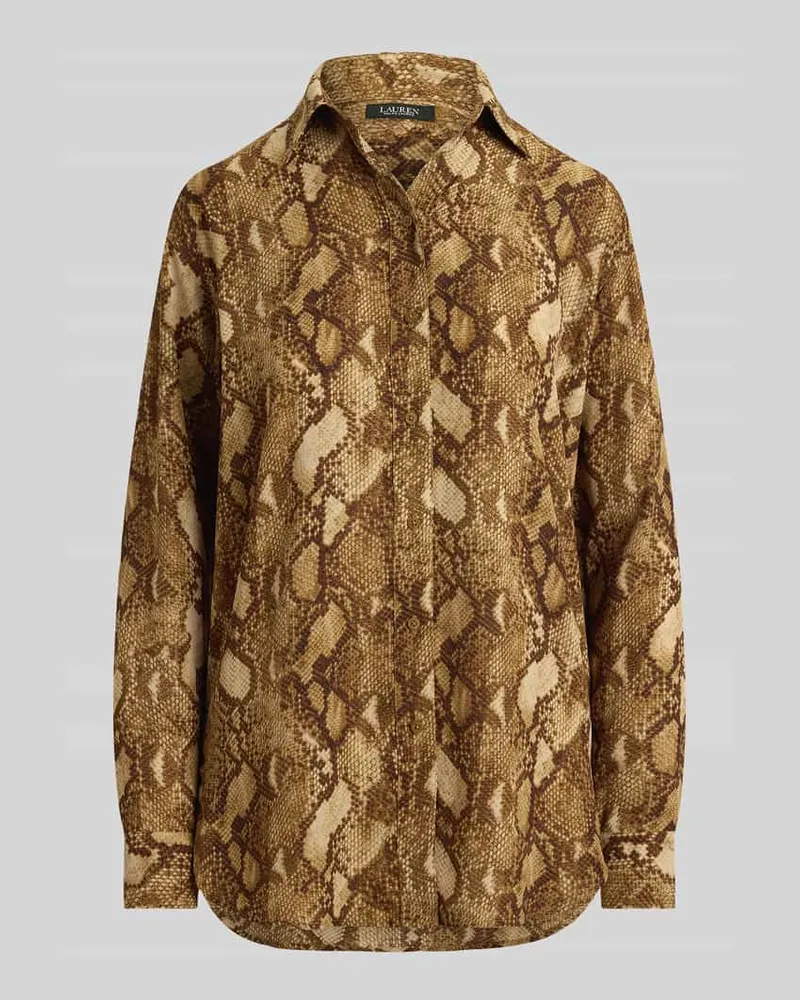 Ralph Lauren Regular Fit Langarmbluse aus Chiffon Camel