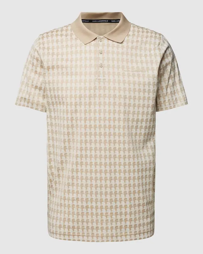 Karl Lagerfeld Regular Fit Poloshirt mit Allover-Muster Sand