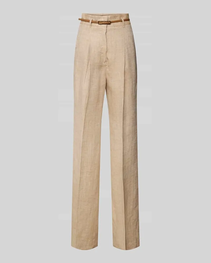 Max Mara Leinenhose mit Gürtel Modell 'TREVISO Beige