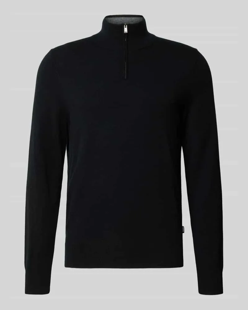 HUGO BOSS Regular Fit Troyer aus Schurwoll-Kaschmir-Mix Modell 'HEMARLO Black
