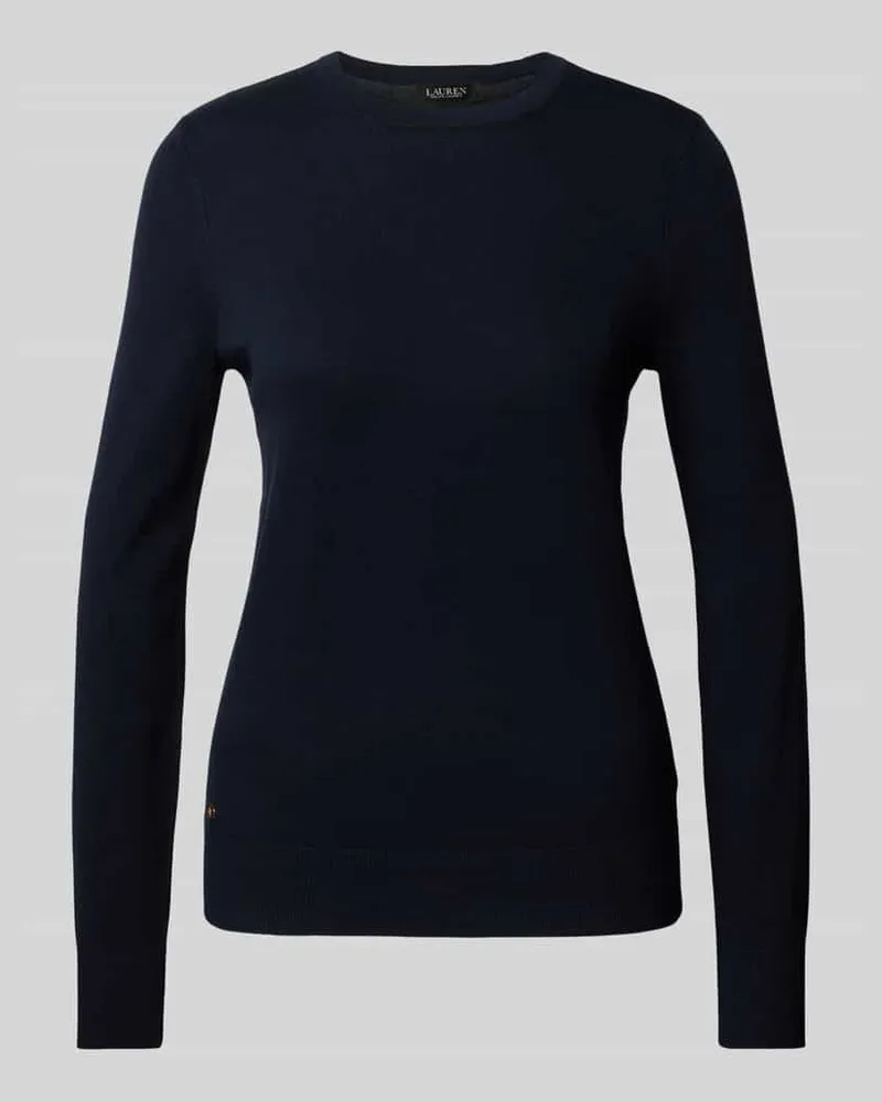 Ralph Lauren Strickpullover mit geripptem Rundhalsausschnitt Modell 'SHAVONNE Dunkelblau