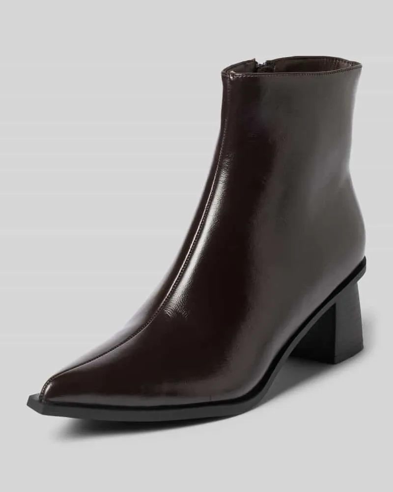 BIANCO. Stiefeletten mit Reißverschluss und Blockabsatz Dunkelbraun