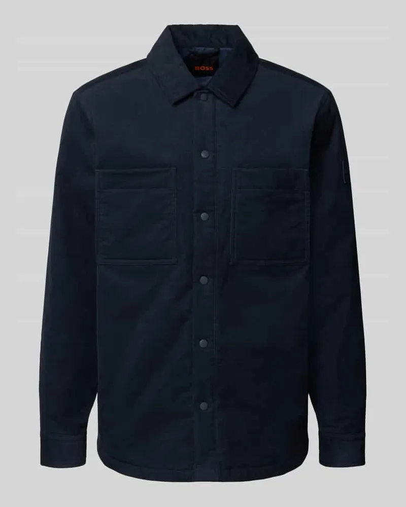 HUGO BOSS Regular Fit Hemdjacke aus Baumwoll-Mix Modell 'Locky_2_M Marine