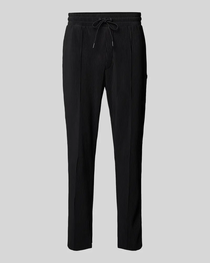 HUGO BOSS Straight Leg Sweatpants mit Plisseefalten Modell 'Dicorpan Black