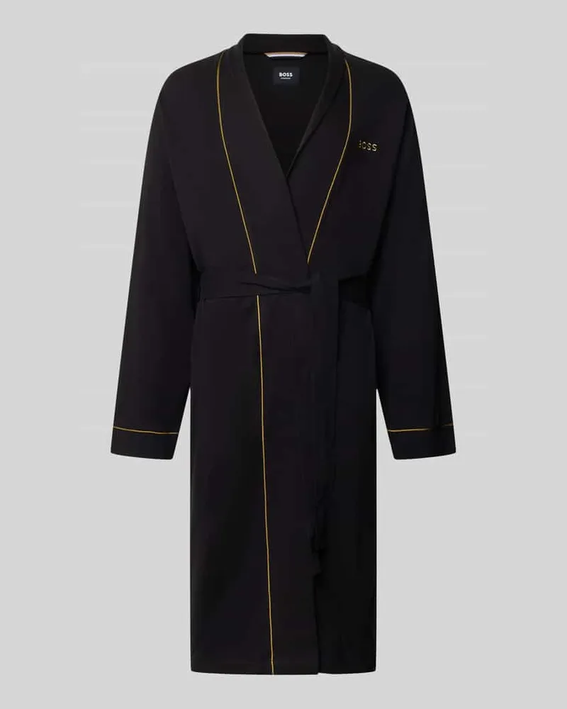 HUGO BOSS Bademantel mit Kontrastpaspeln Modell 'Xmas Kimono Black
