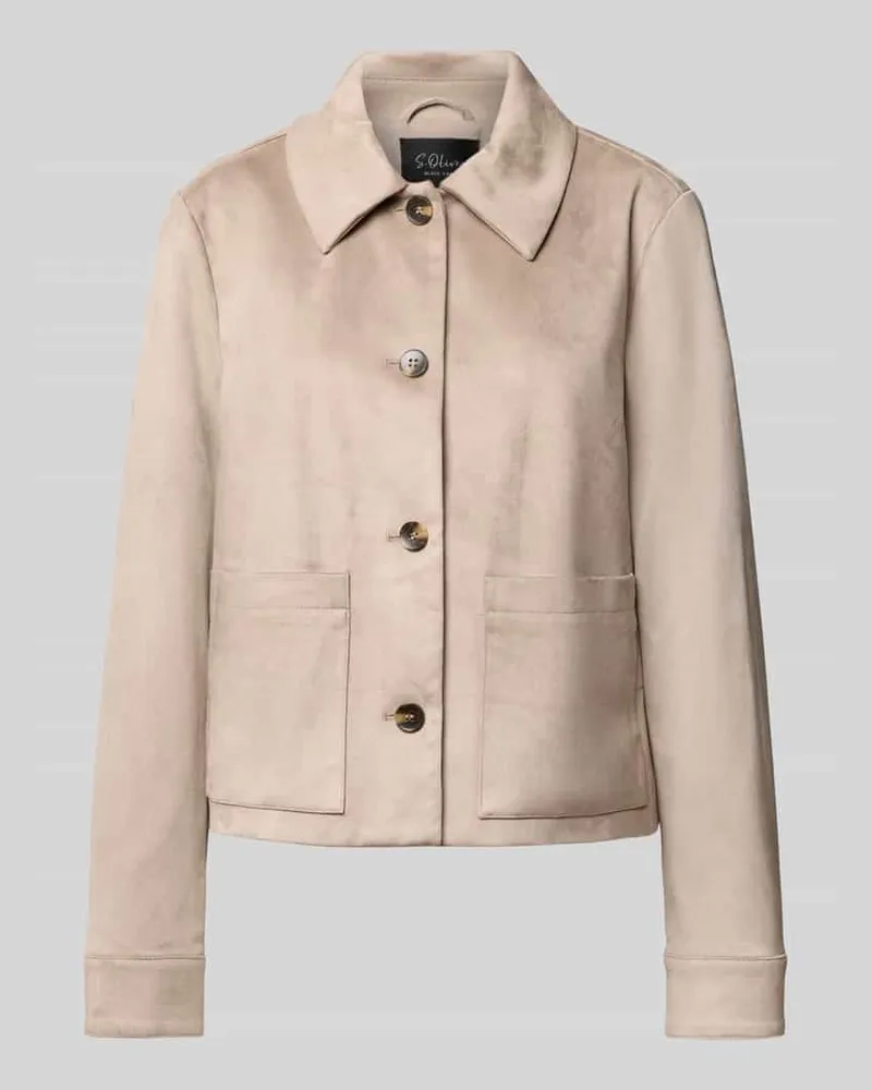 S.Oliver Regular Fit Jacke in Veloursleder-Optik Sand