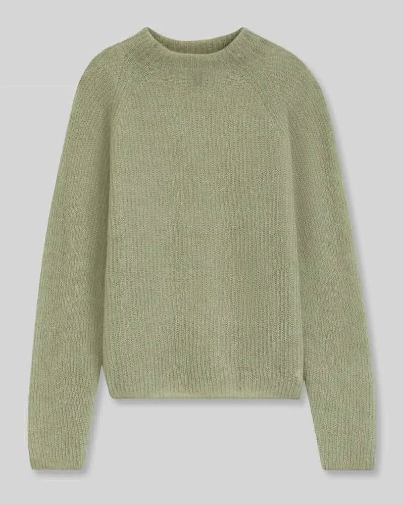 HUGO BOSS Relaxed Fit Pullover aus Woll-Mix mit Stehkragen Lind
