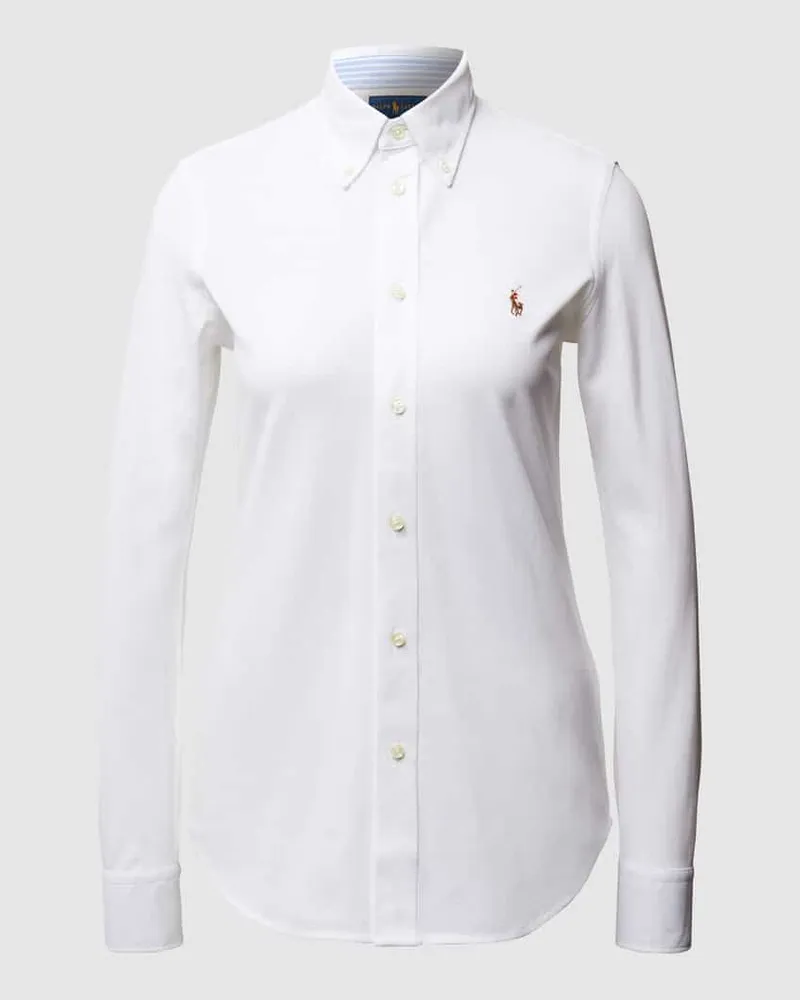 Ralph Lauren Skinny Fit Bluse aus Piqué Weiss