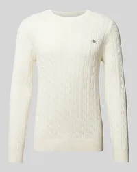 Gant Strickpullover mit Label-Stitching Offwhite