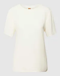 HUGO BOSS T-Shirt mit geripptem Rundhalsausschnitt Modell 'Ilyeana Offwhite