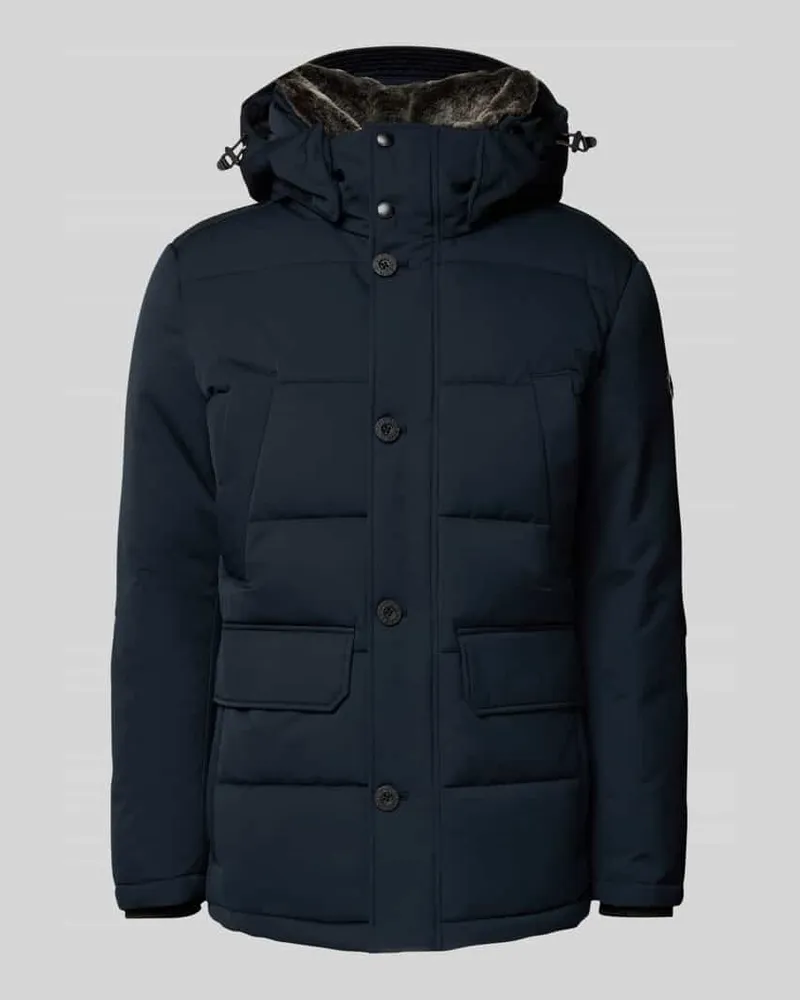 Strellson Regular Fit Steppjacke mit Kapuze Modell 'PIAZZA Dunkelblau