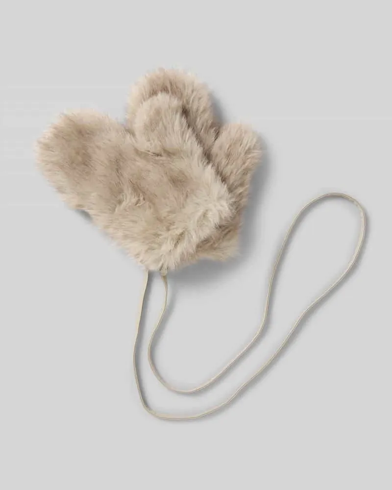 Marc Cain Handschuhe mit Kunstfellbesatz Ecru