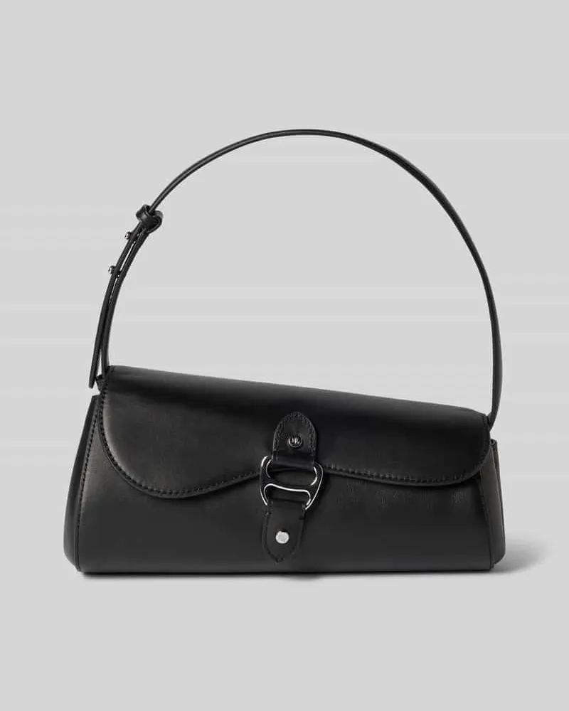 Ralph Lauren Handbag aus echtem Rindsleder mit Logo-Applikation Black
