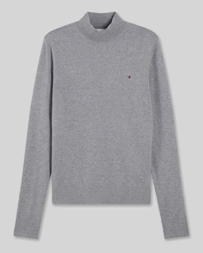 Tommy Hilfiger Slim Fit Langarmshirt mit Mock Neck Mittelgrau