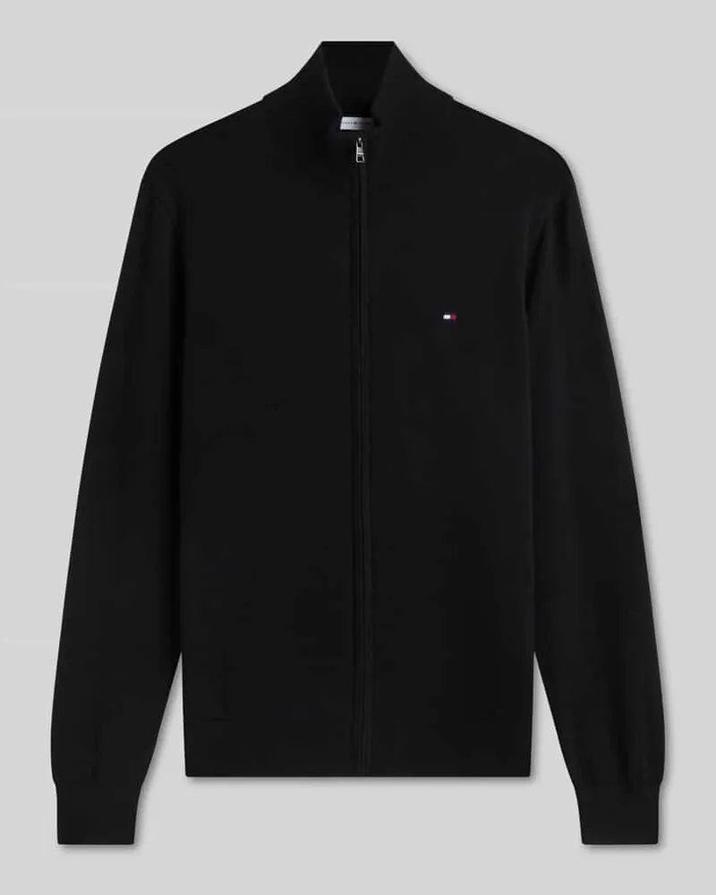 Tommy Hilfiger Regular Fit Strickjacke aus reiner Baumwolle Black