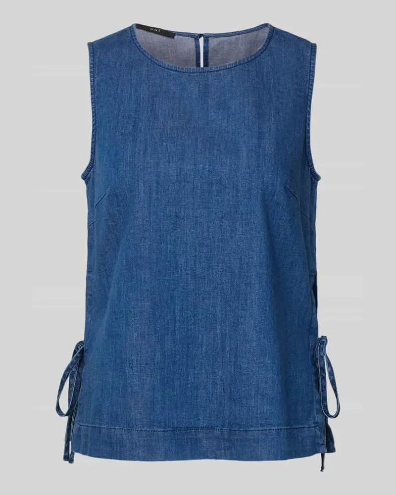 Oui  Blusentop mit Rundhalsausschnitt und seitlicher Schnürung Jeansblau
