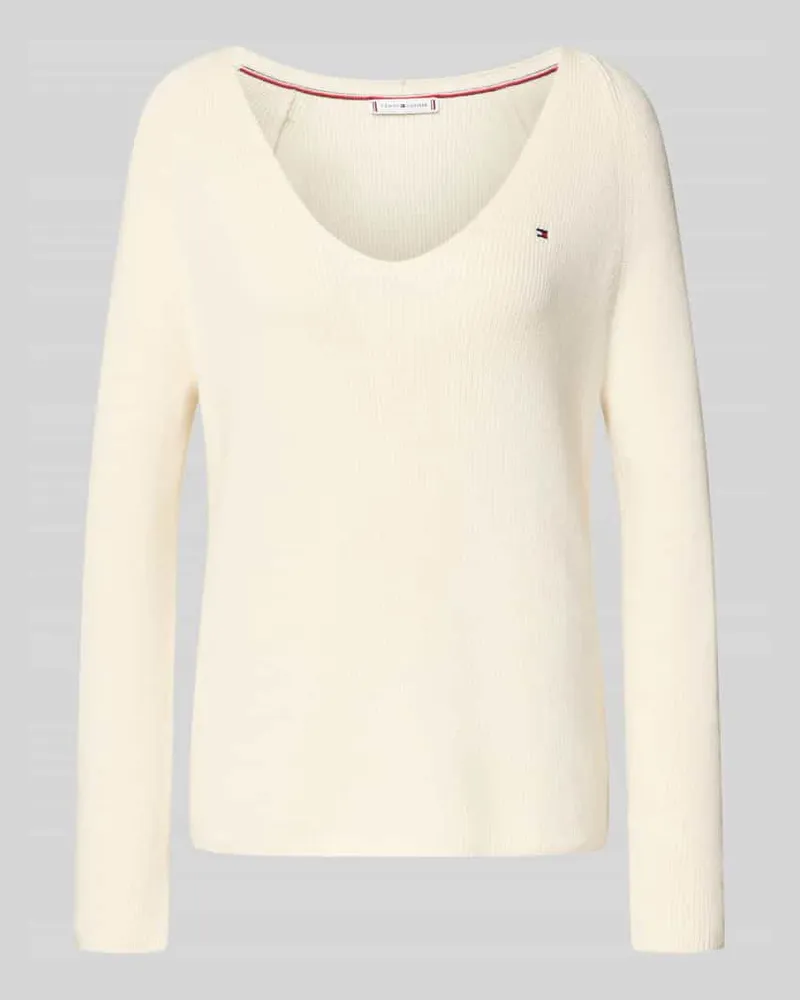 Tommy Hilfiger Regular Fit Strickpullover aus reiner Baumwolle Ecru