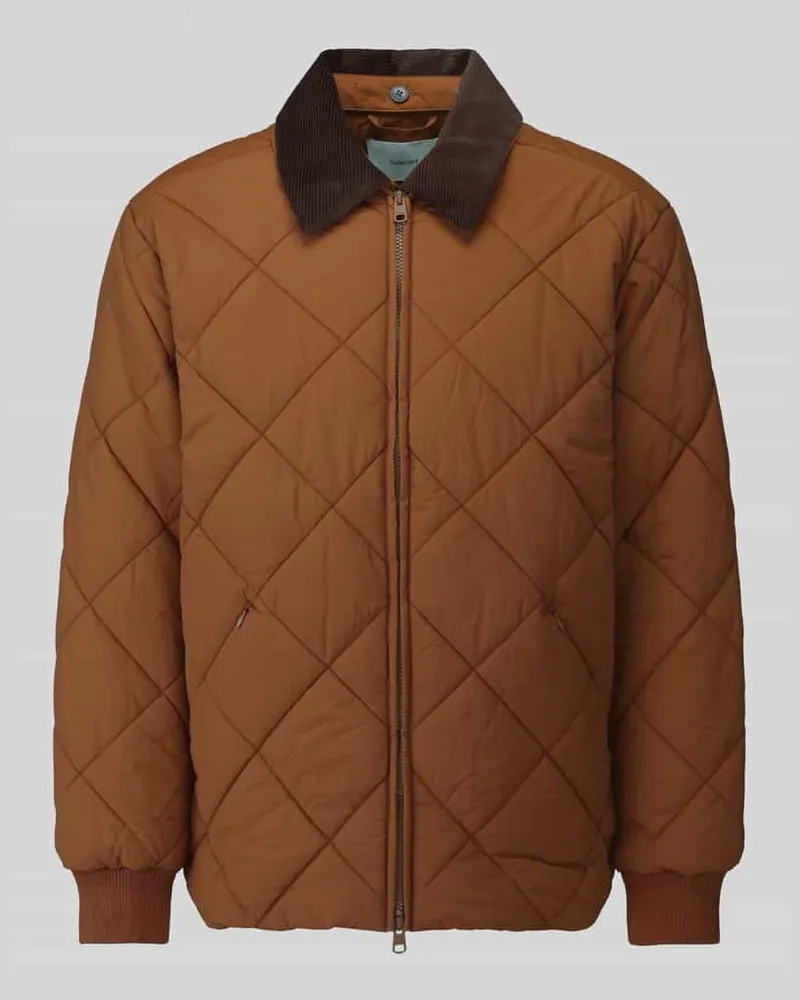 Selected Regular Fit Steppjacke aus Nylon mit Cordkragen Camel