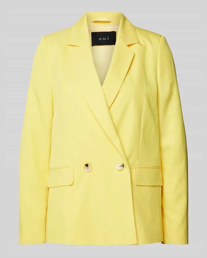 Oui  Blazer mit Pattentaschen Hellgelb