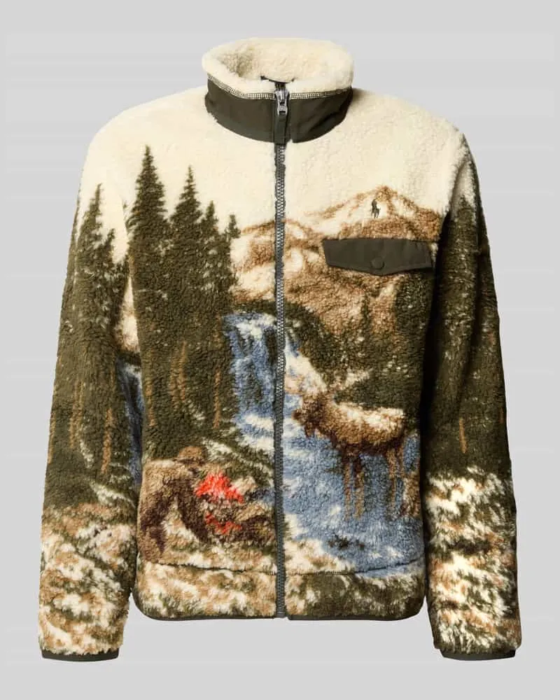 Ralph Lauren Sweatjacke mit Stehkragen Gruen