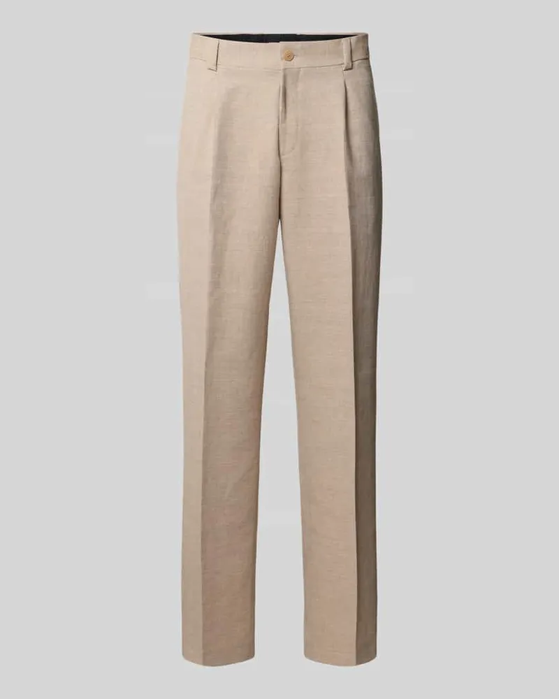 HUGO BOSS Modern Fit Anzughose mit Baumwoll und Leinen Anteil Sand