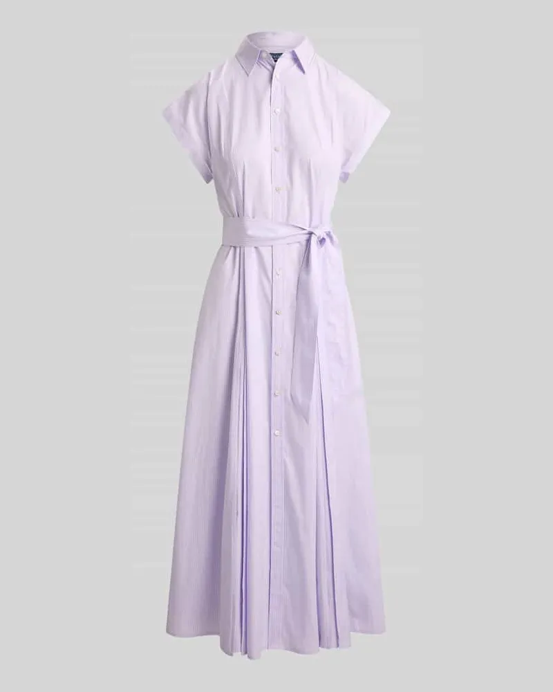 Ralph Lauren Tailliertes Hemdblusenkleid aus reiner Baumwolle Flieder
