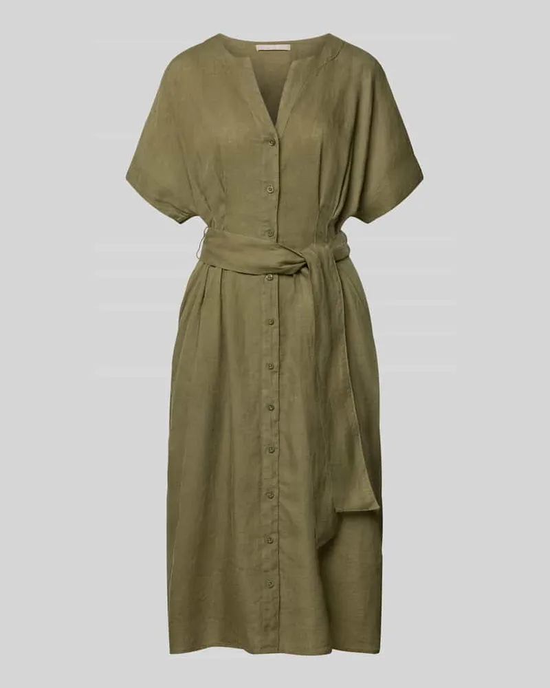 Christian Berg Midikleid aus reinen Leinen mit Tunika-Ausschnitt Modell 'Soli Gruen