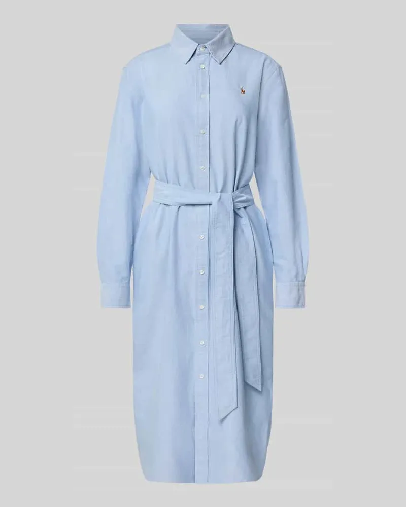 Ralph Lauren Hemdblusenkleid mit Bindegürtel und Logo-Stitching Blau