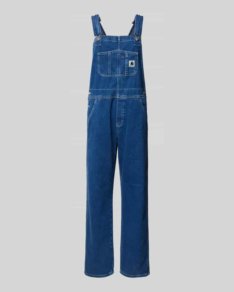 Carhartt WIP Straight Leg Latzhose mit Label-Patch Dunkelblau
