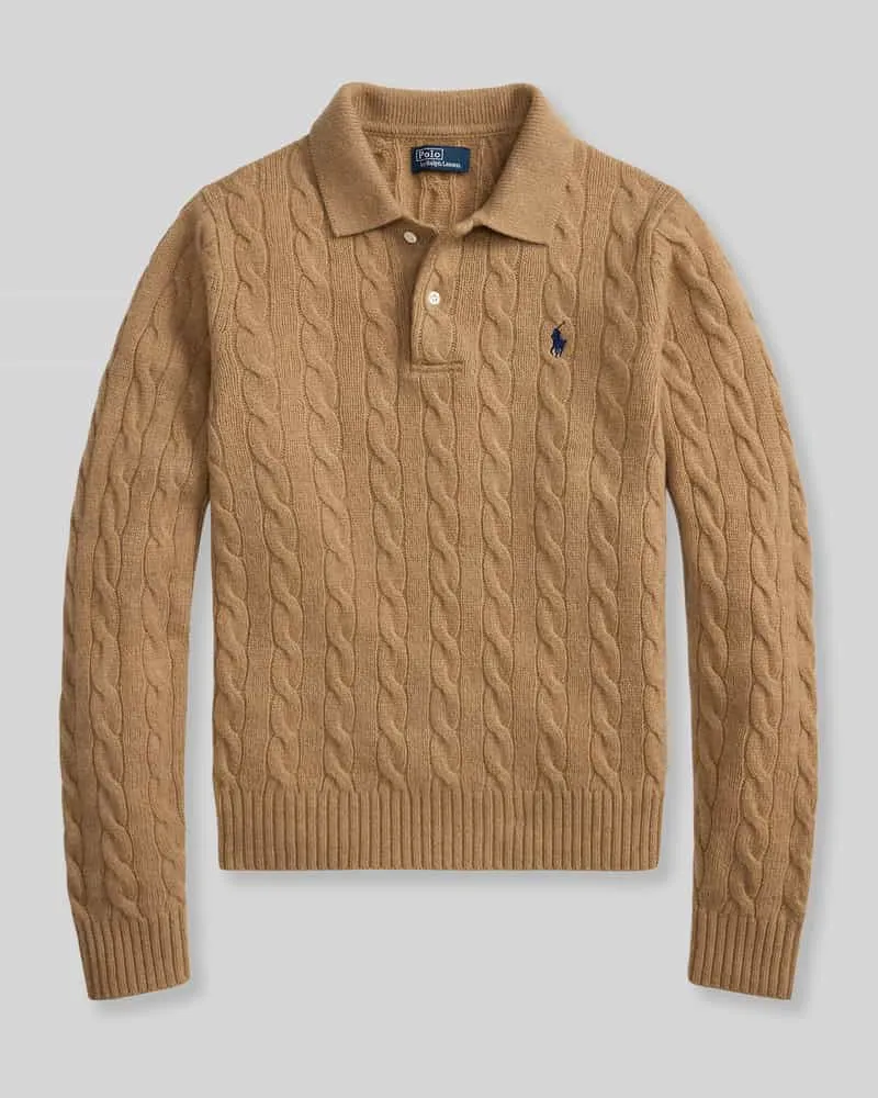 Ralph Lauren Regular Fit Poloshirt aus Woll-Mix mit Kaschmir-Anteil Camel