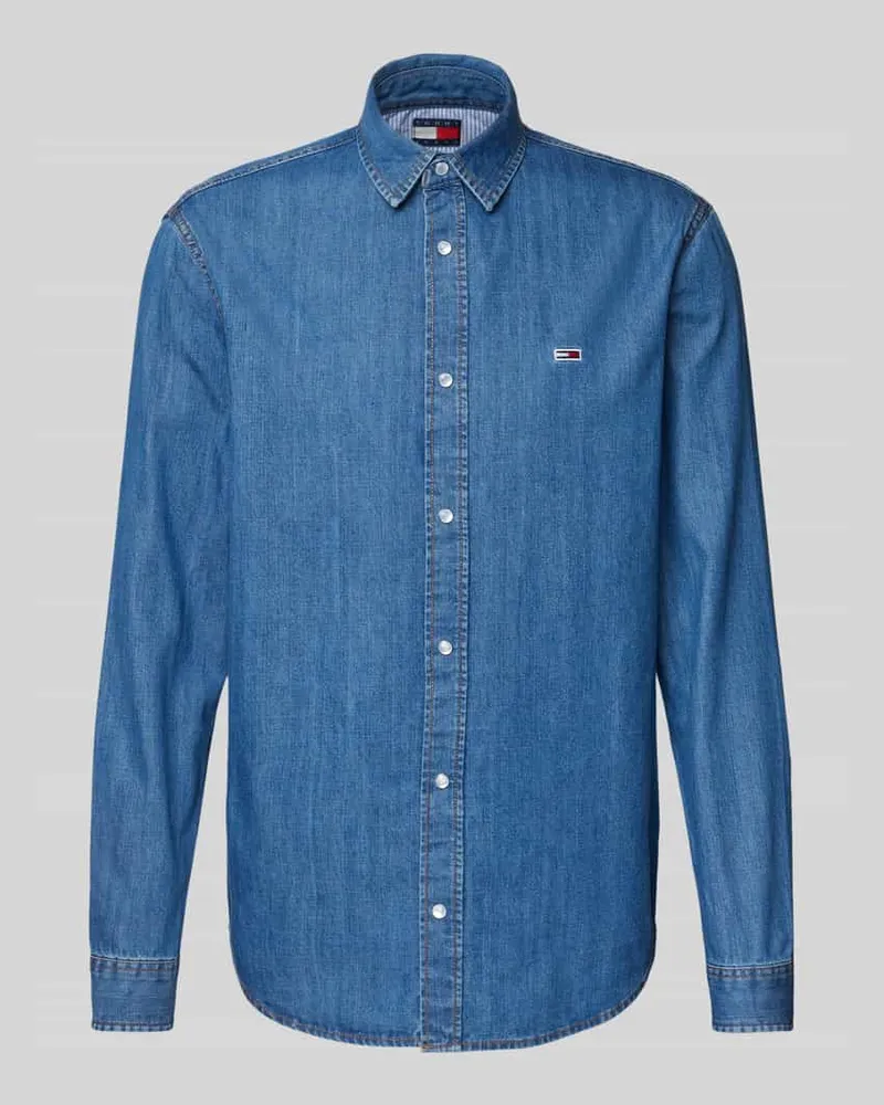 Tommy Hilfiger Freizeithemd mit Knopfleiste Jeansblau
