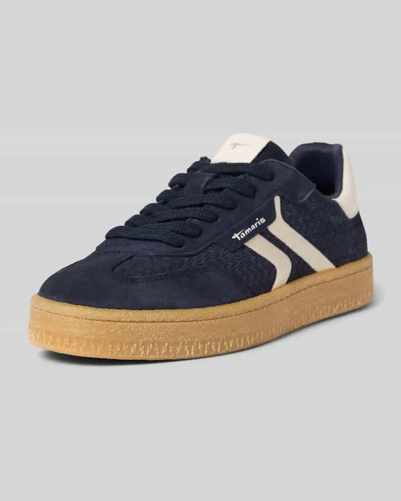 Tamaris Low Top Sneaker aus Rindsleder-Textile-Mix Marine