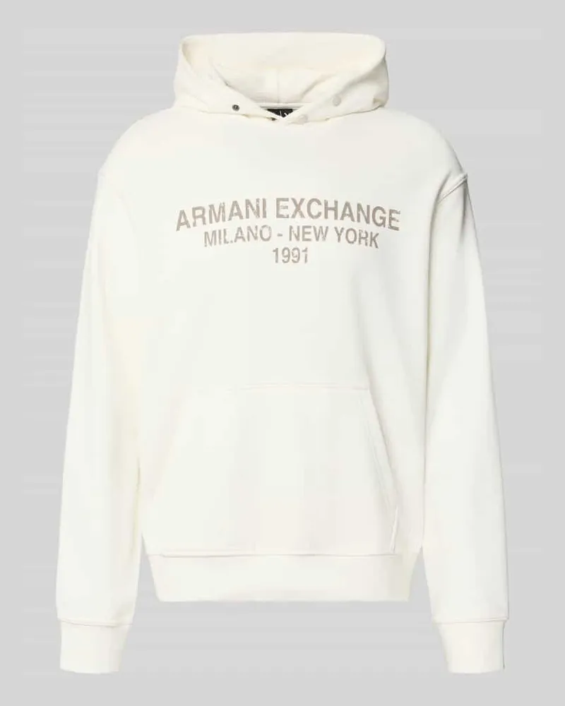 Armani Exchange Hoodie mit Label-Print Offwhite