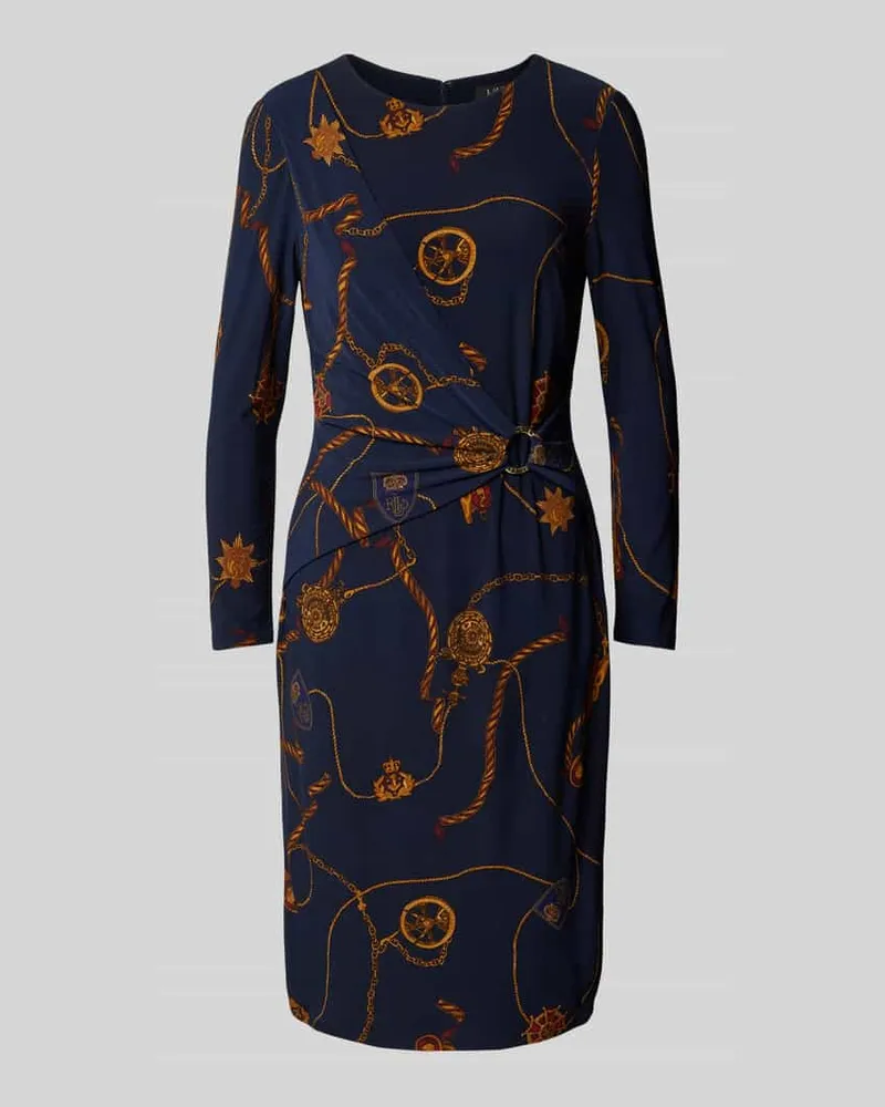 Ralph Lauren Knielanges Kleid mit Raffung Modell 'FABIANA Dunkelblau