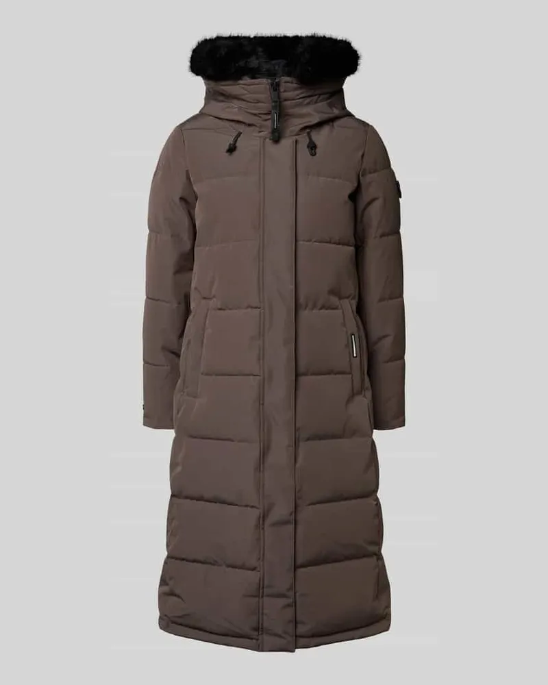 khujo Steppmantel mit Label-Details Anthrazit