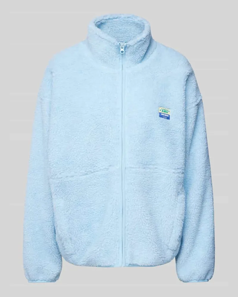 American Vintage Teddyfelljacke mit Label-Patch Modell 'HOKTOWN Hellblau