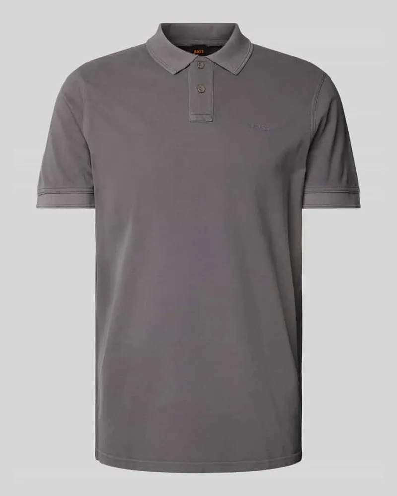 HUGO BOSS Regular Fit Poloshirt mit Label-Print Modell 'Prime Dunkelgrau