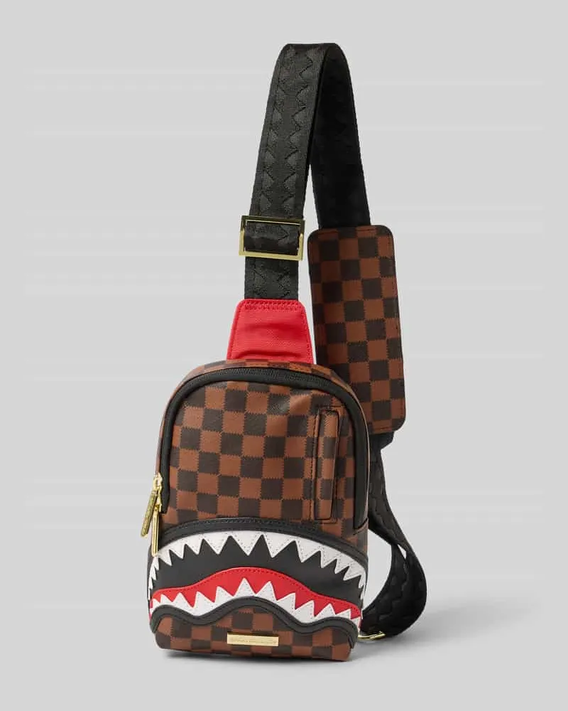 Sprayground Handtasche im Allover-Look Modell 'SAWTOOTH SHARKS IN PARIS Dunkelbraun