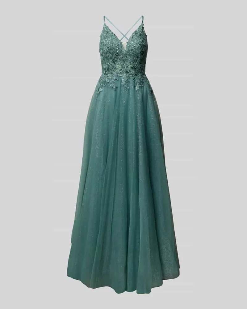 LUXUAR Abendkleid mit Strasssteinbesatz Gruen