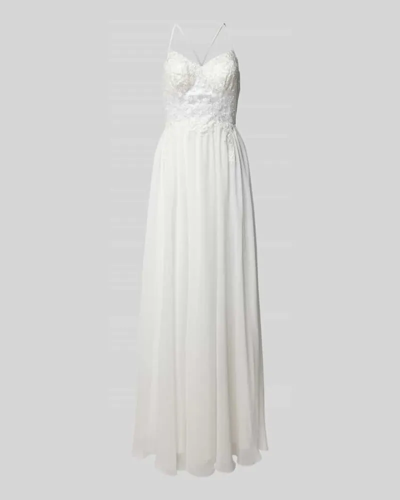 LUXUAR Brautkleid mit Perlenbesatz Offwhite