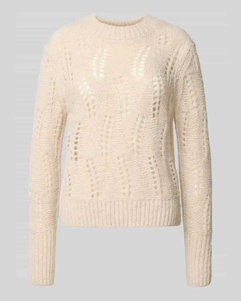 JOOP! Strickpullover mit Lochmuster Modell 'Kalma Beige
