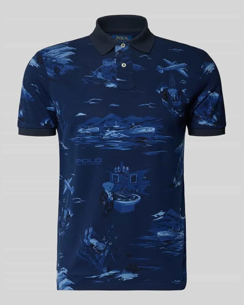 Ralph Lauren Slim Fit Poloshirt aus reiner Baumwolle Dunkelblau