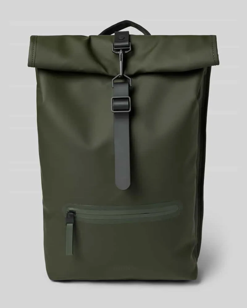 RAINS Rolltop-Rucksack mit verstellbaren Schulterriemen Oliv