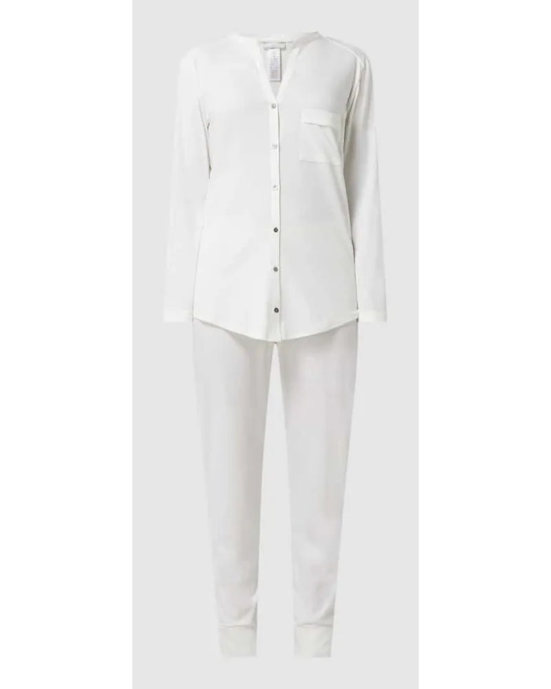 Hanro Pyjama aus merzerisierter Baumwolle Modell 'Pure Essence Offwhite