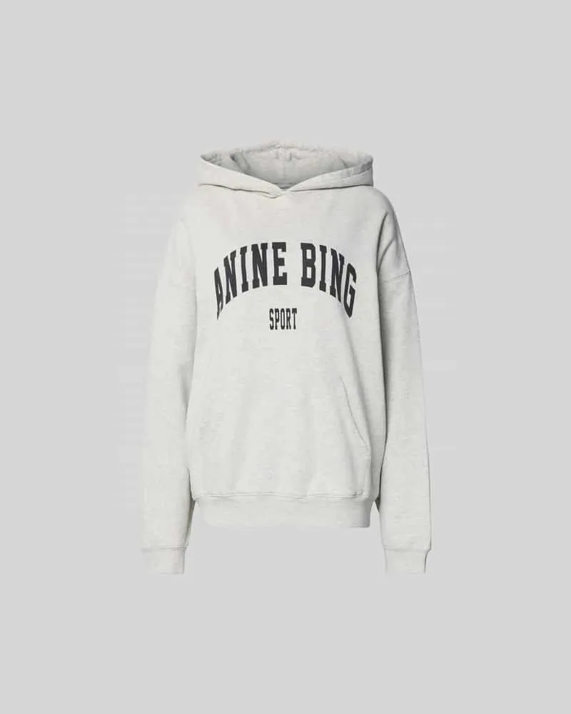 Anine Bing Oversized Hoodie mit Logo-Print Hellgrau