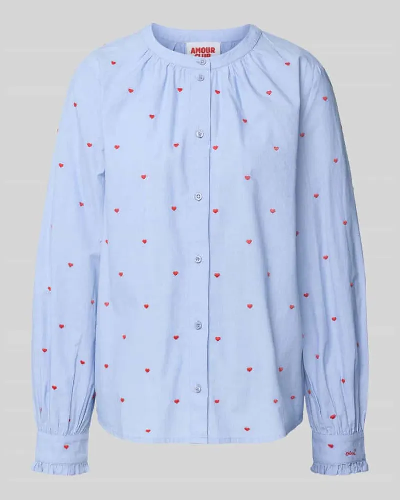 Oui  Hemdbluse mit Knopfleiste Bleu