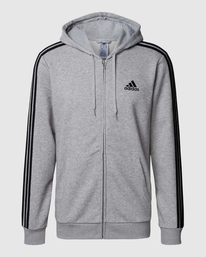 adidas Sweatjacke mit Logo-Stitching Mittelgrau