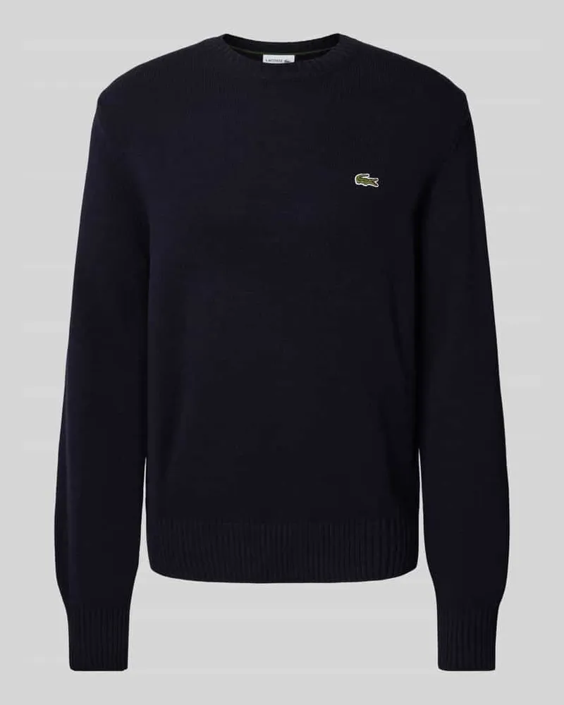 Lacoste Regular Fit Strickpullover aus reiner Wolle Marine